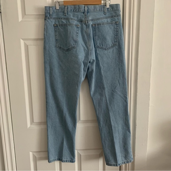 Vintage 100% Cotton Light Wash Straight Leg Denim Jeans 36x30 - Picture 9 of 13